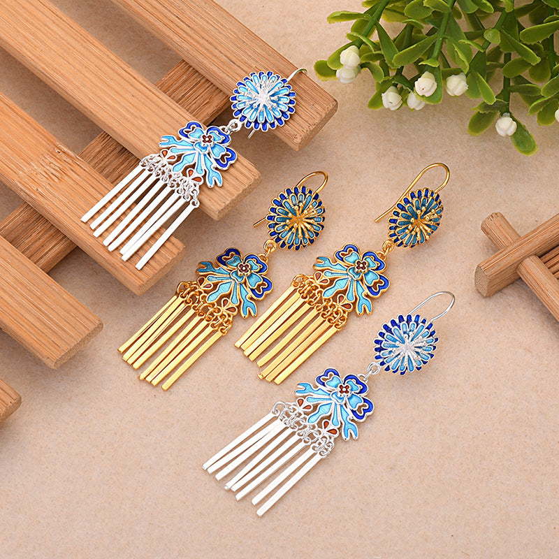Daisy Inspired Cloisonne Earrings