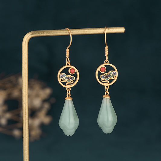 Magnolia Vitreous Enamel Agate Earrings