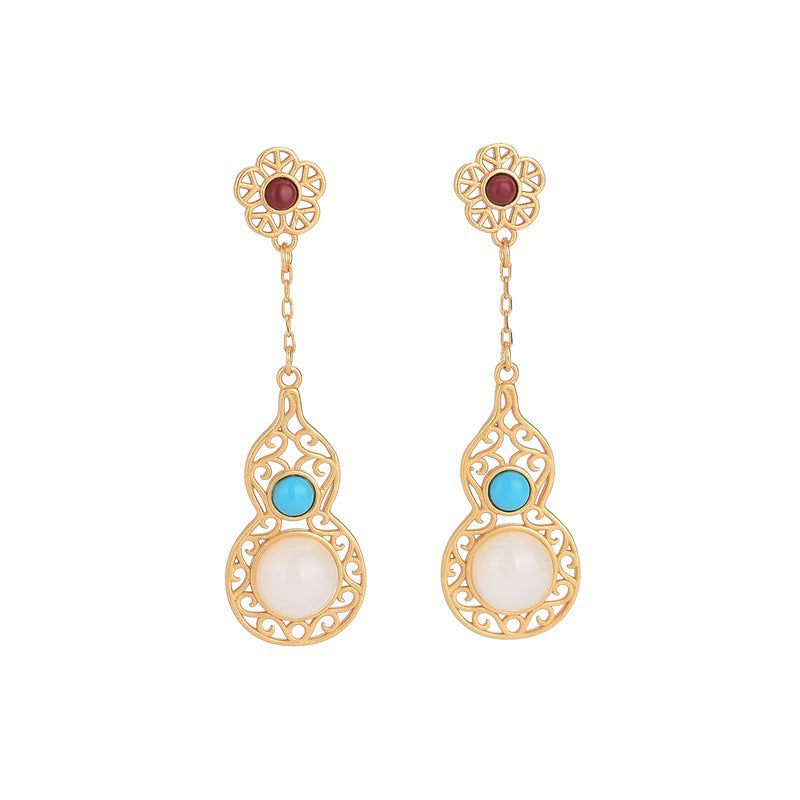 Vintage Style Gourd Shape Turquoise Earrings