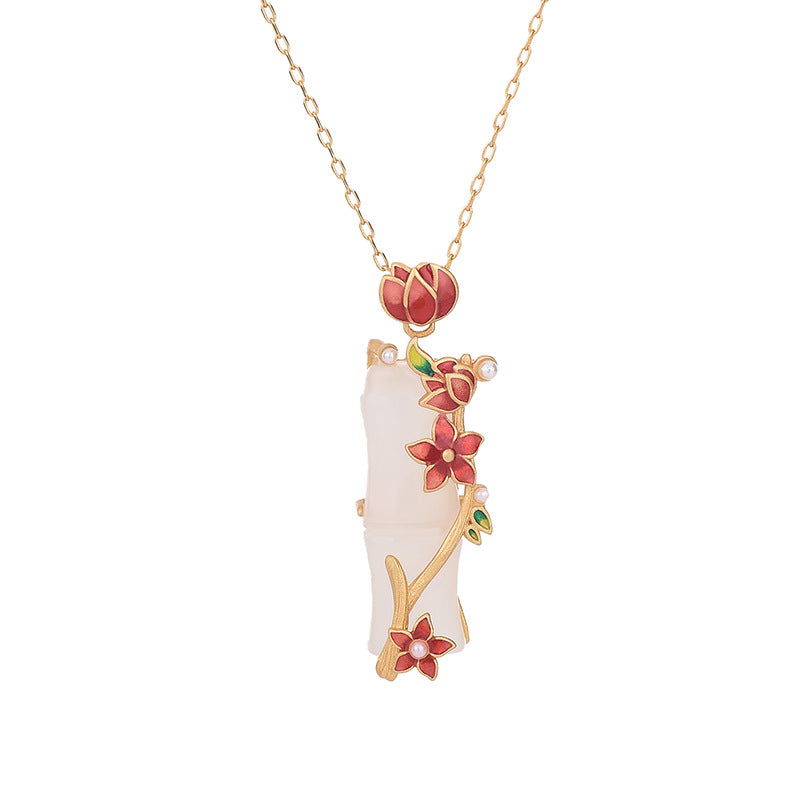 Lotus Flower Bamboo Shape Necklace