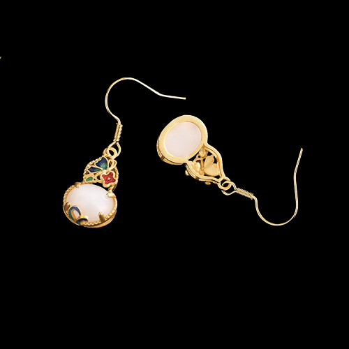Vintage Style Gourd Shape Cloisonne Earrings