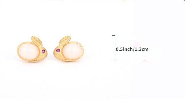 Jade Bunny Stud Earrings