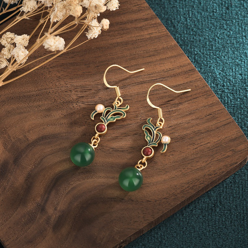 Enamel Floral Green Earrings