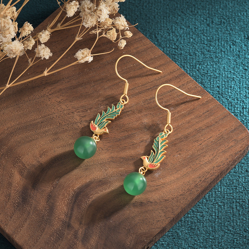 Magpie Chrysoprase Enamel Earrings