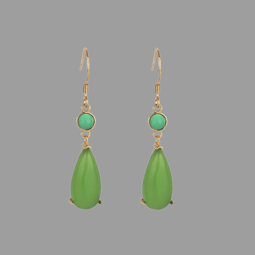 Chrysoprase Vitreous Enamel Teardrop Earrings