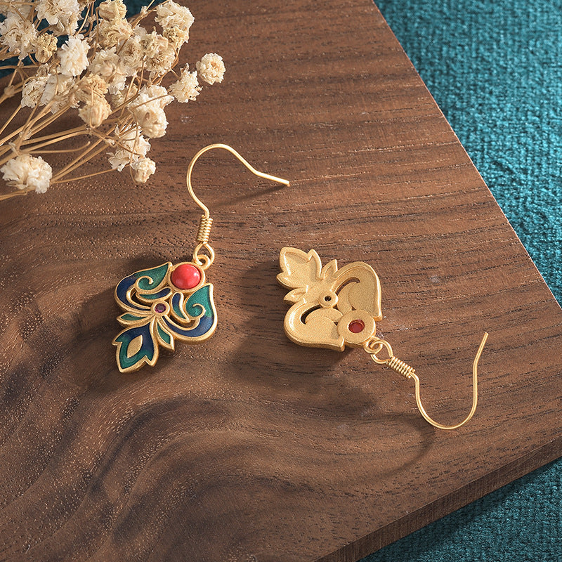 Enamel Agate Floral Earrings