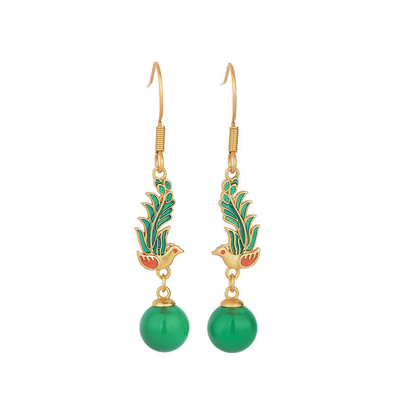 Magpie Chrysoprase Enamel Earrings