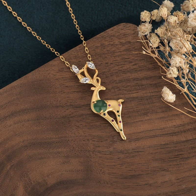 Sika Deer Chrysoprase Necklace