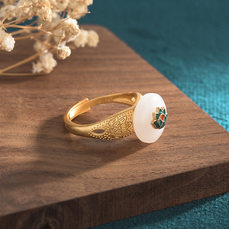 Cloisonne Lotus Flower Ring