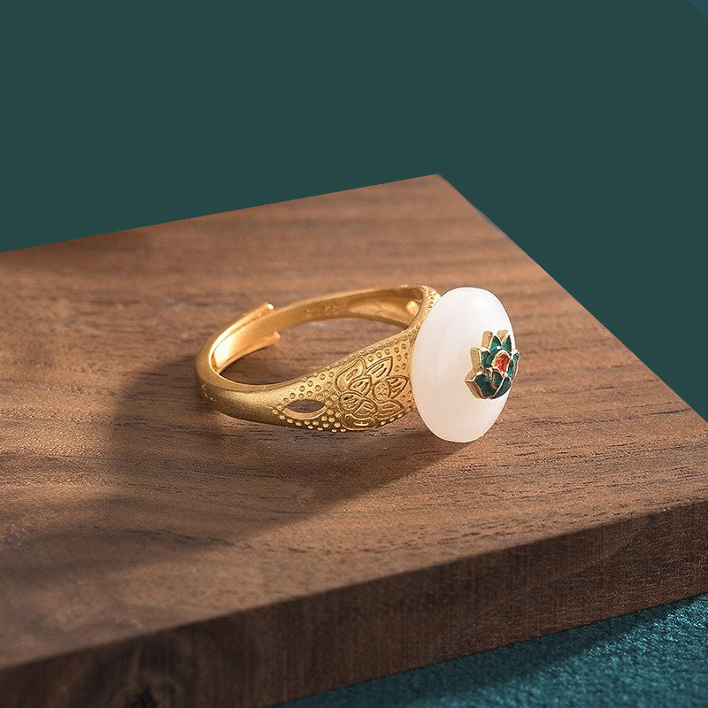 Cloisonne Lotus Flower Ring