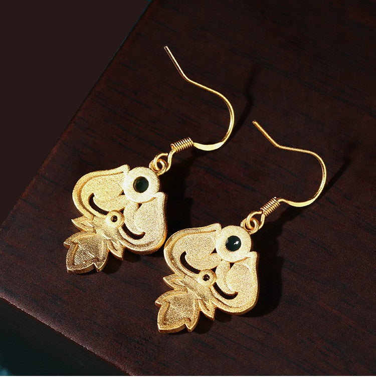 Enamel Chrysoprase Green Floral Earrings