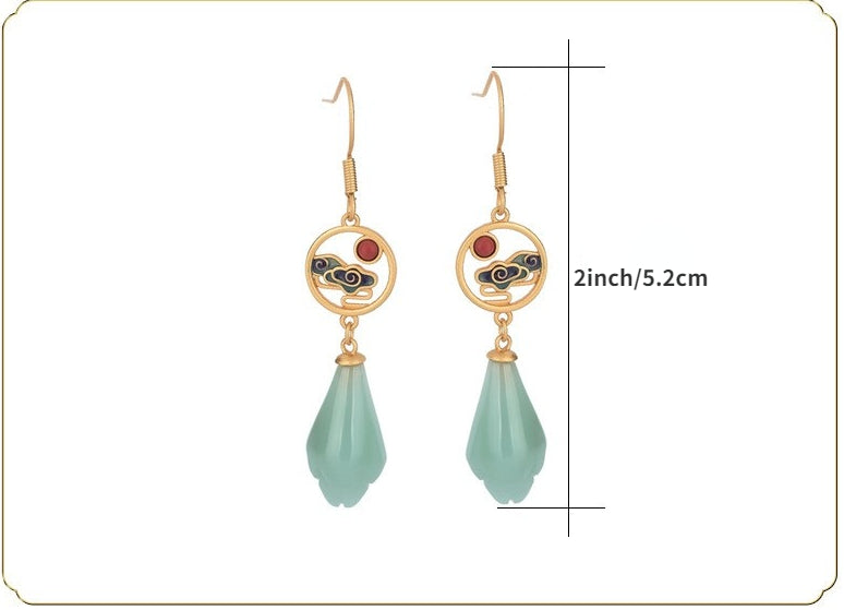 Magnolia Vitreous Enamel Agate Earrings