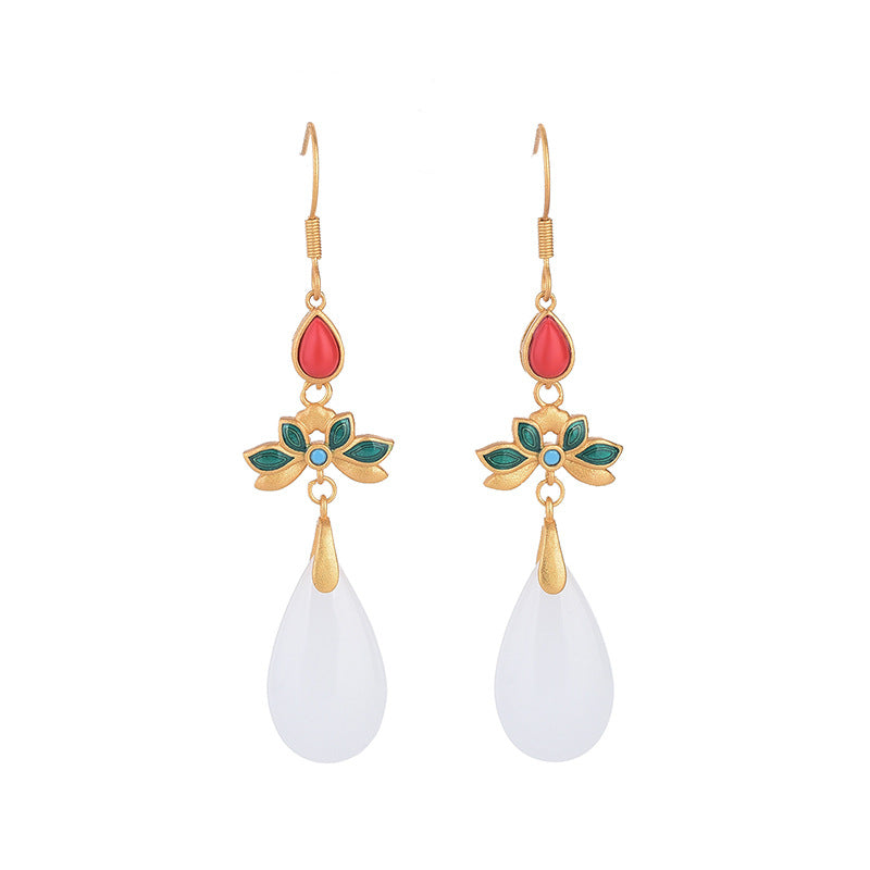 Vintage Style Cloisonne Floral Earrings