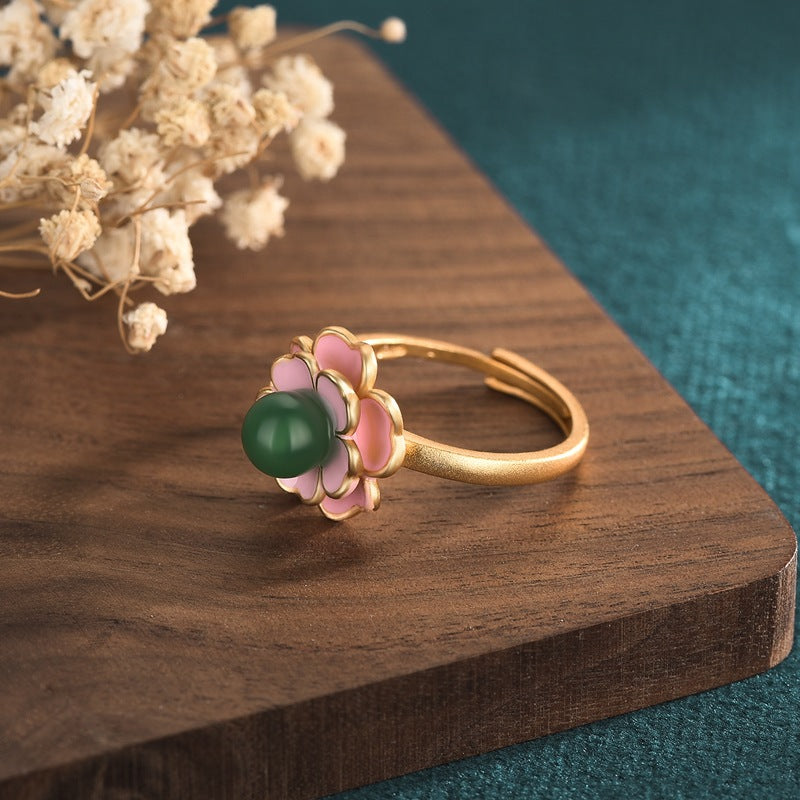 Vintage Style Pink Camellia Ring
