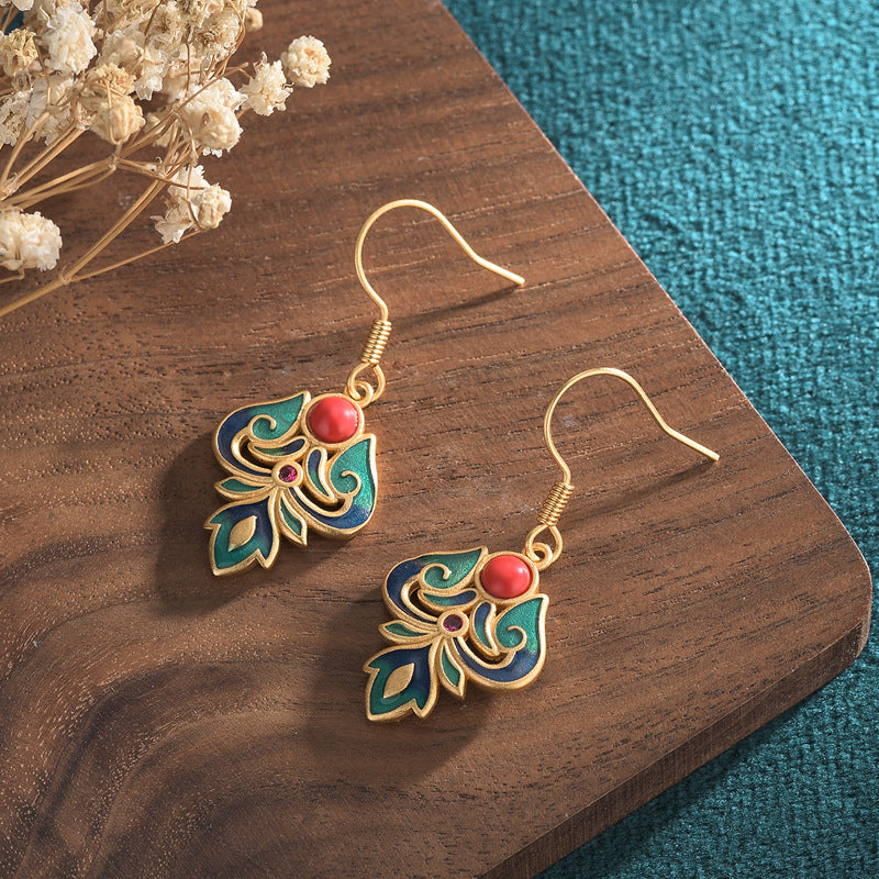 Enamel Agate Floral Earrings