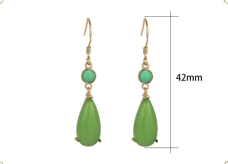Chrysoprase Vitreous Enamel Teardrop Earrings