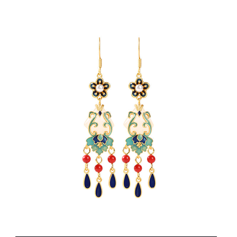 Cloisonne Tassel Drop Earrings