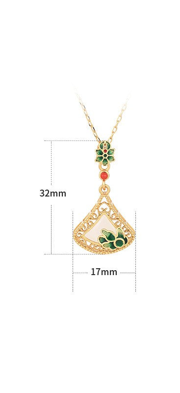 Folding Fan Inspired Vintage Style Floral Necklace