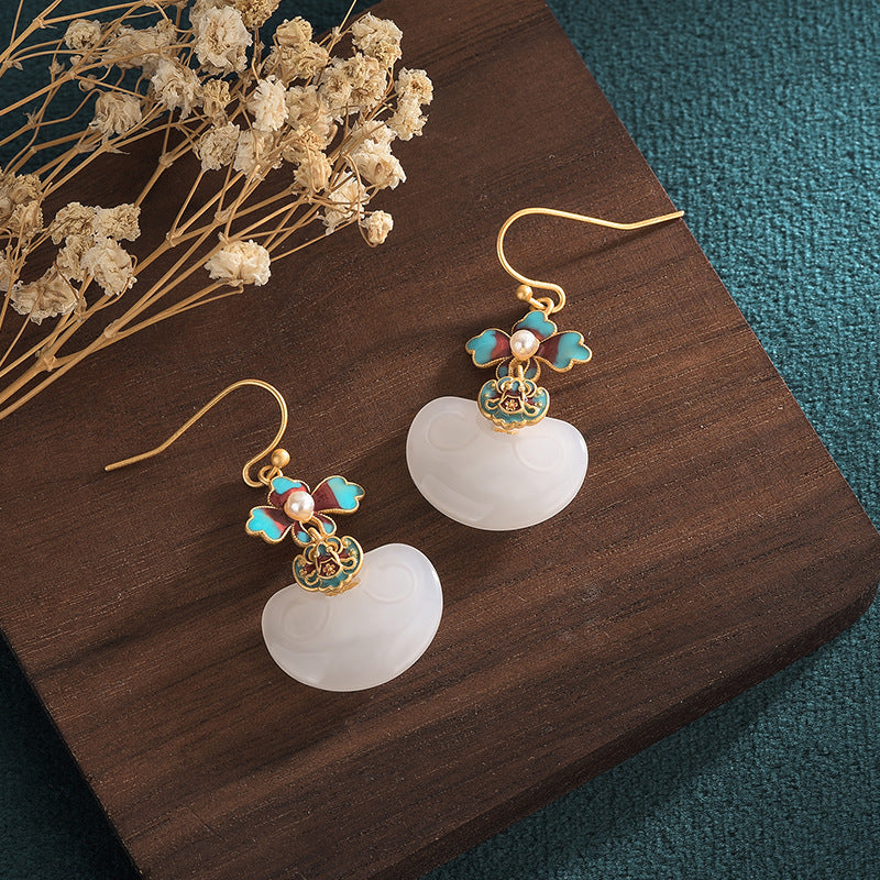 Blue Floral Enamel Earrings