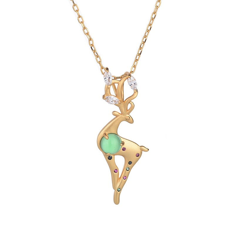 Sika Deer Chrysoprase Necklace
