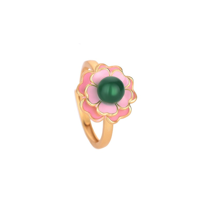 Vintage Style Pink Camellia Ring