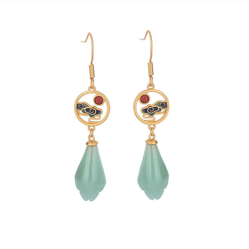 Magnolia Vitreous Enamel Agate Earrings
