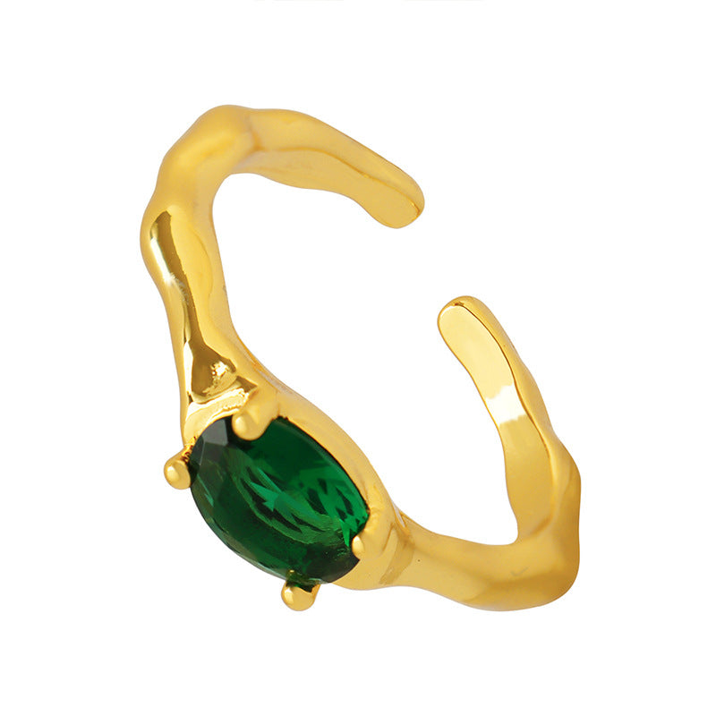 Emerald Green CZ Adjustable Ring