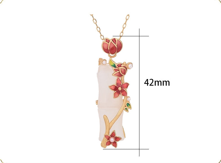 Lotus Flower Bamboo Shape Necklace