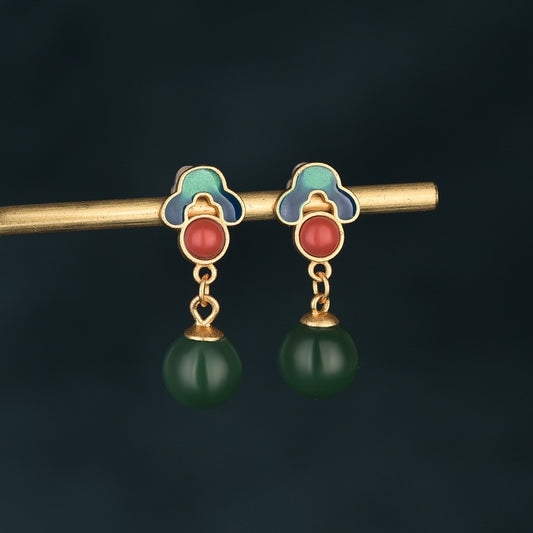 Vintage Style Chrysoprase Agate Earrings