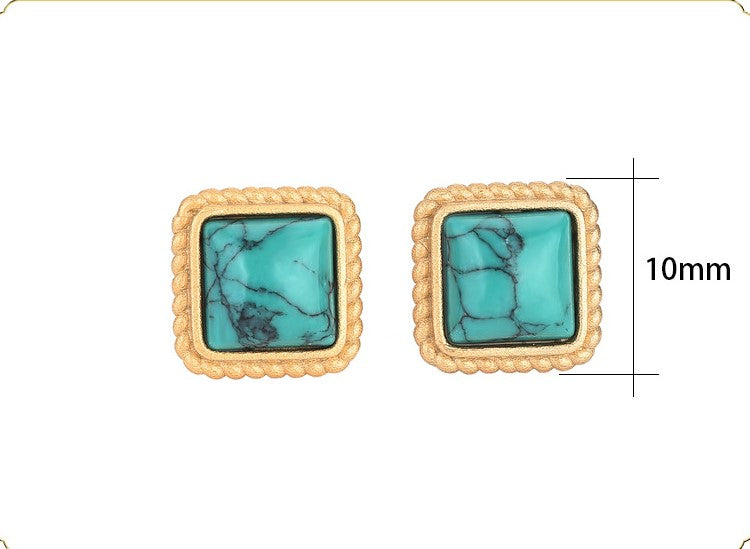 Turquoise Square Stud Earrings