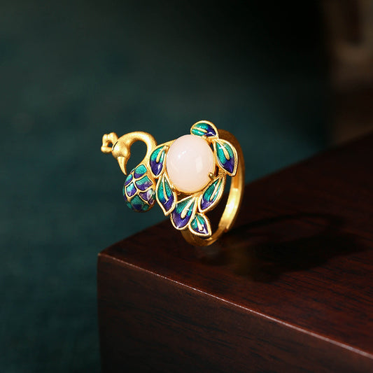 Vintage Style Phoenix Enamel Ring