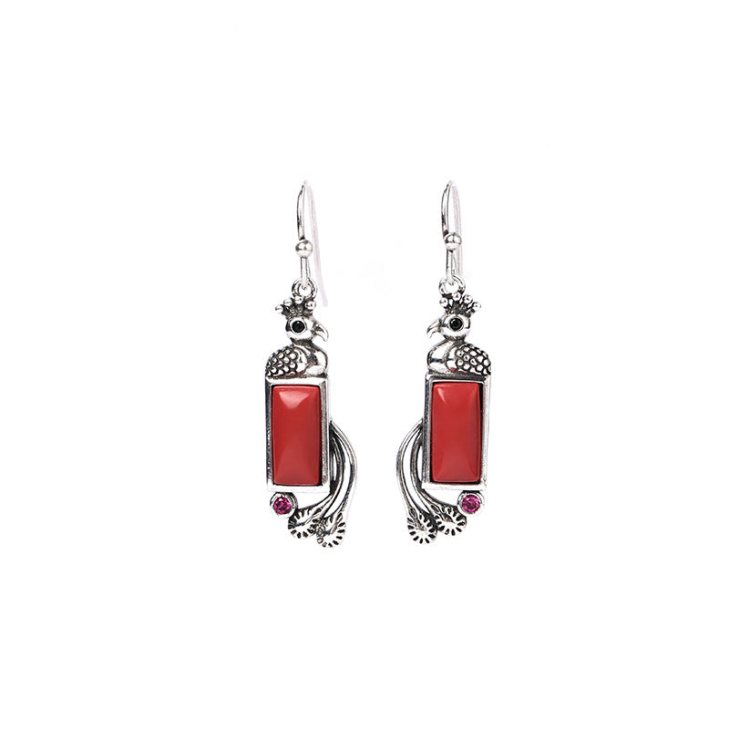 Lovebird South Red Agate Earring