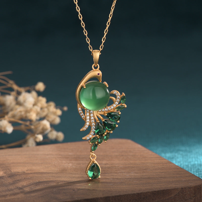 Chrysoprase Peacock Necklace