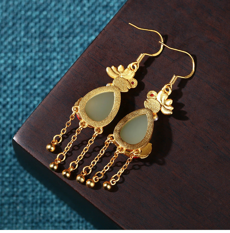 Vintage Style Koi Fish Tassel Drop Earrings