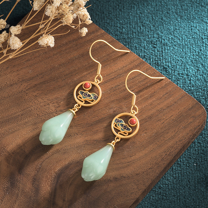 Magnolia Vitreous Enamel Agate Earrings