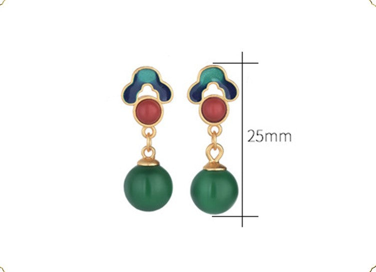Vintage Style Chrysoprase Agate Earrings