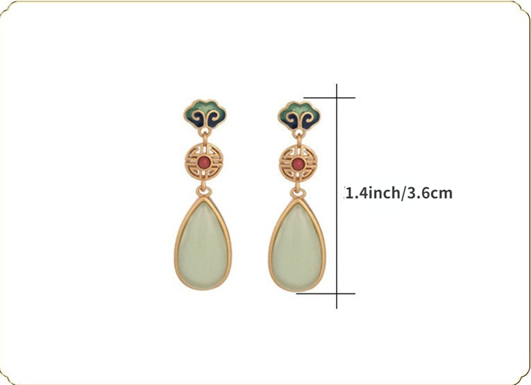 Vitreous Enamel South Red Agate Earrings