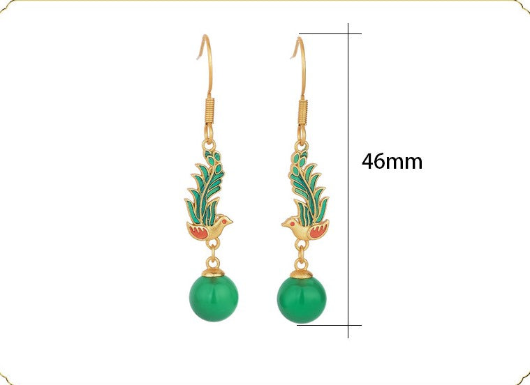 Magpie Chrysoprase Enamel Earrings