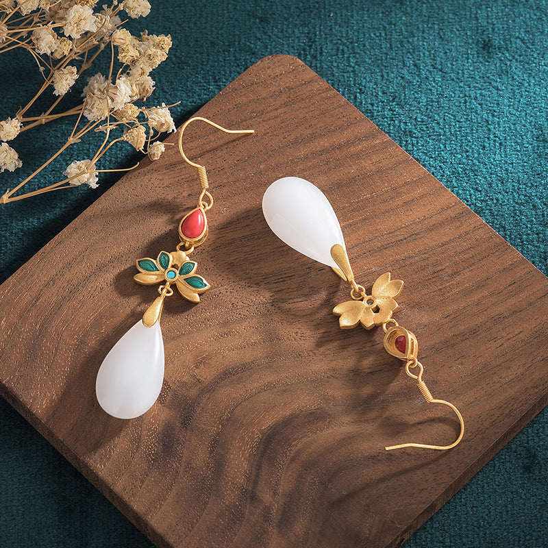 Vintage Style Cloisonne Floral Earrings