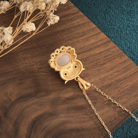 Owl Necklace with Agate Rhinestone