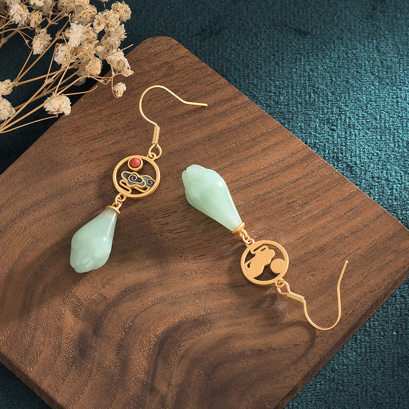 Magnolia Vitreous Enamel Agate Earrings