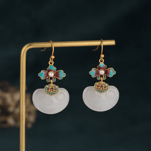 Blue Floral Enamel Earrings