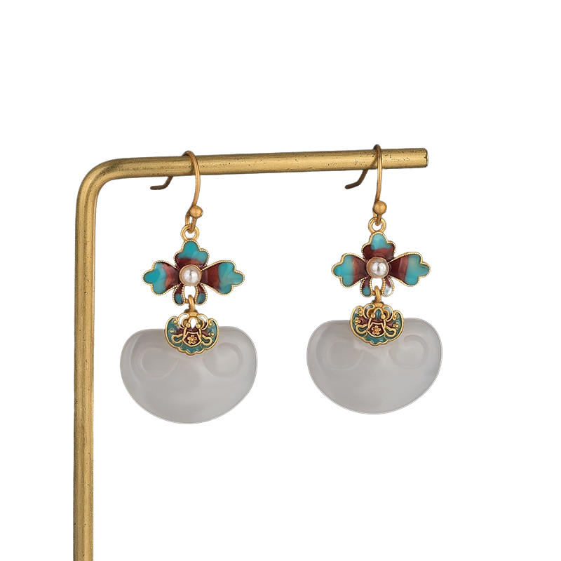 Blue Floral Enamel Earrings