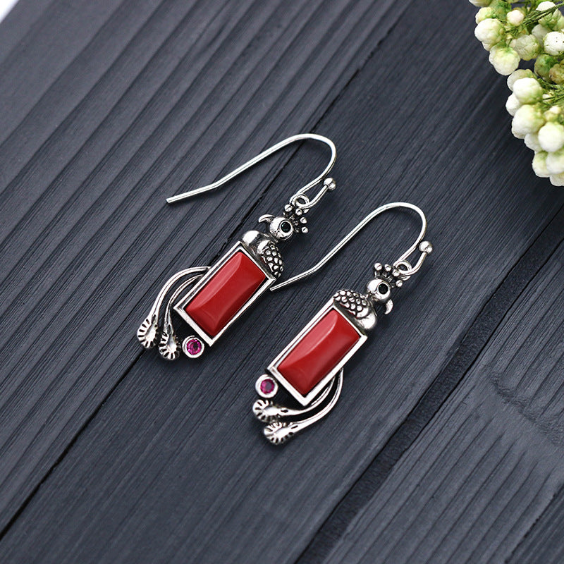 Lovebird South Red Agate Earring