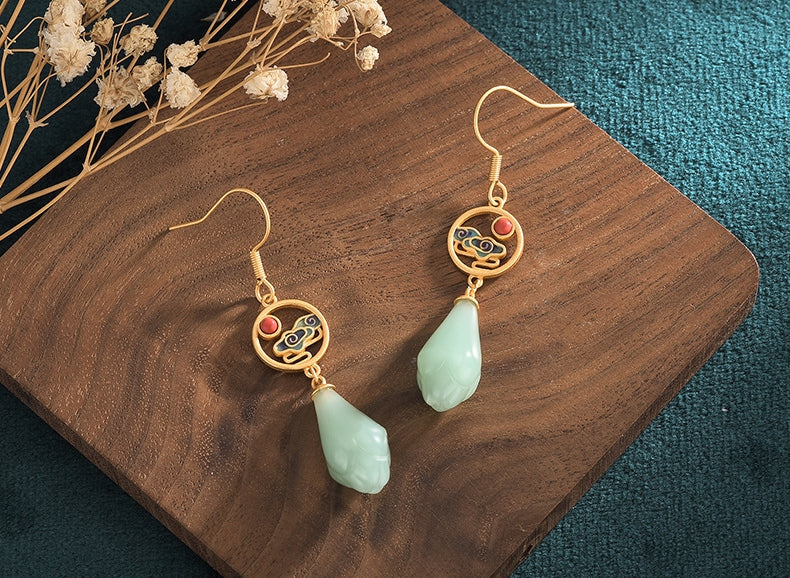 Magnolia Vitreous Enamel Agate Earrings