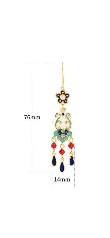 Cloisonne Tassel Drop Earrings