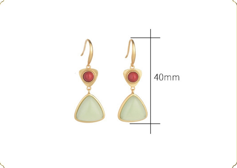 Geometric Vitreous Enamel Jade Earrings