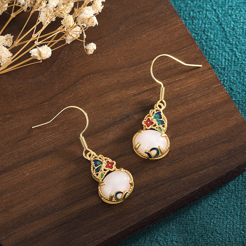 Vintage Style Gourd Shape Cloisonne Earrings