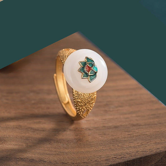 Cloisonne Lotus Flower Ring
