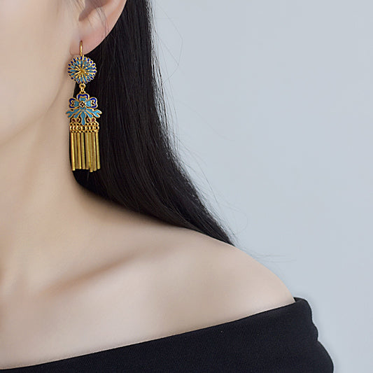 Daisy Inspired Cloisonne Earrings